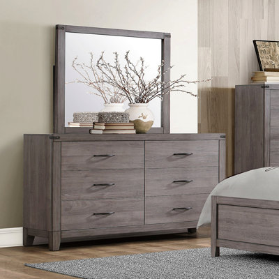 Meuble de chambre à coucher en mélamine de qualité supérieure avec 6 tiroirs et finition brun gris
