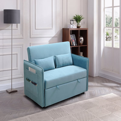 Canapé-lit escamotable, méridienne ajustable avec 2 poches latérales et 2 coussins