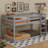 Twin Over Twin Solid Rubber Wood Floor Bunk Bed – Ladder & Strengthened Slat Bed Platform-1595980775