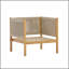 Fauteuil club d'extérieur avec structure en bois d'acacia d'aspect teck, panneaux de corde beige et coussins crème