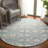 Ebony Hand Tufted Wool/Cotton Southwestern Rug in Ivory/Light Blue-95854575