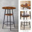 Ensemble de tabourets de bar ronds ronds avec tablettes, tabouret avec dossier brun rustique, 23,6 po de diamètre x H 35,4 po