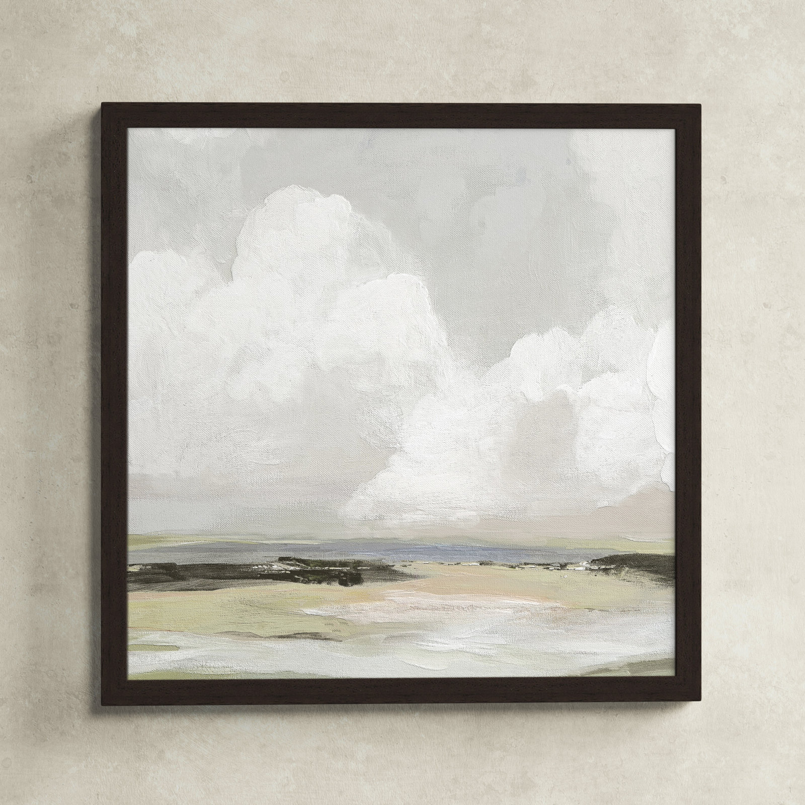 Soft Clouds - Picture Frame Painting Print, Walnut Framed, 33" H x 33" W x 1.12" D