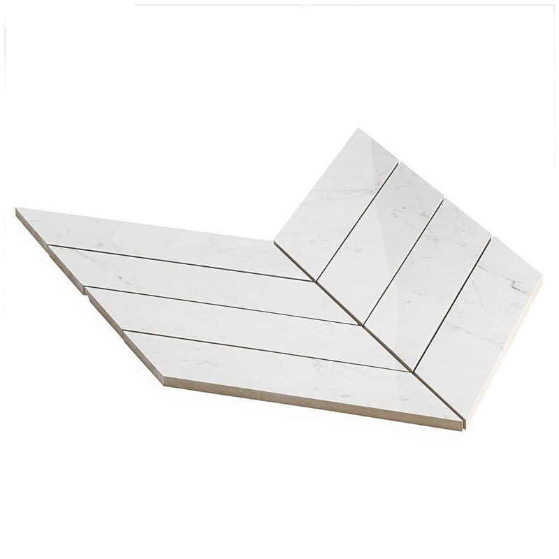 Dreamstone 2X8 Chevron Polished Porcelain Mosaic, Carrara Giola