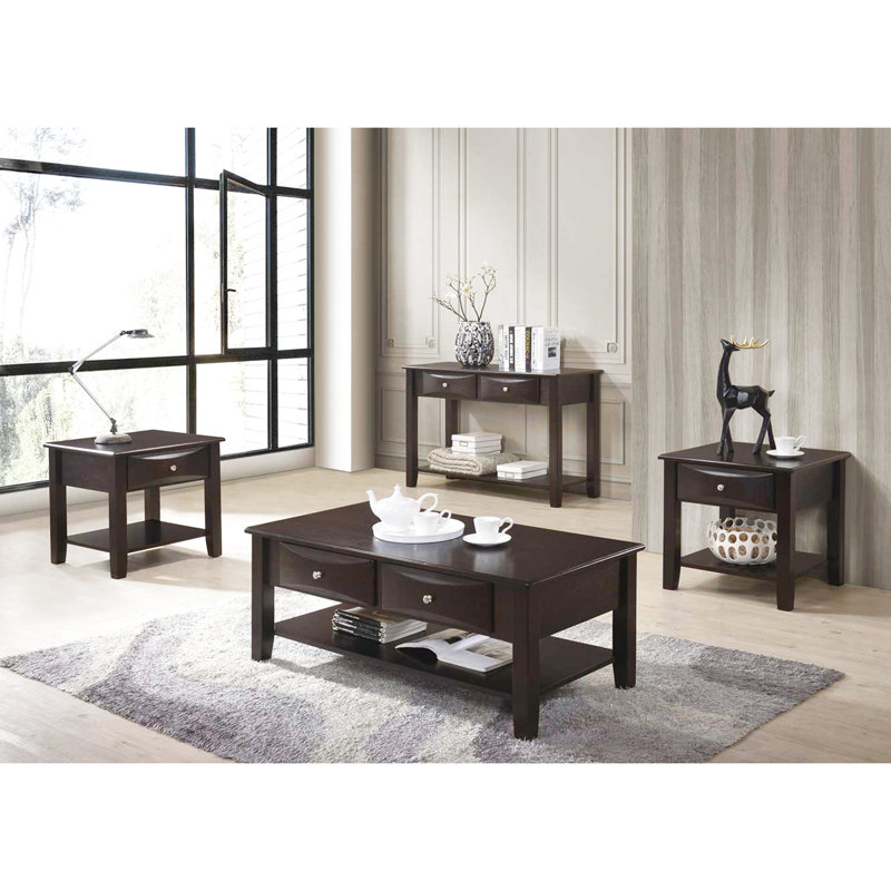 Table de bout rectangulaire brune avec tiroir et tablette polyvalente pour la décoration intérieure