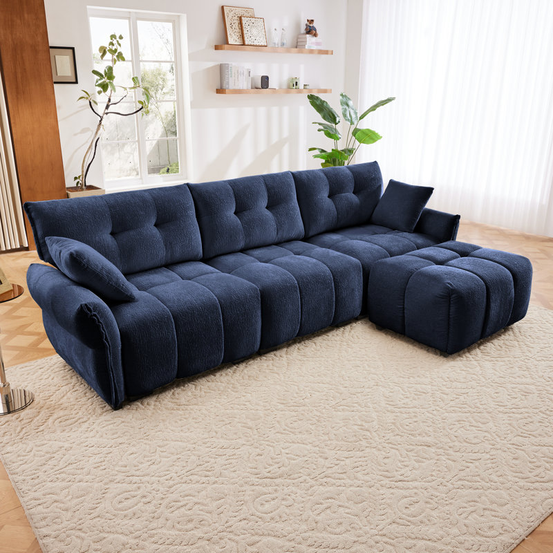 Modular Chenille Sofa, 35.4" H x 110.2" W x 33.4" D, 3, Blue