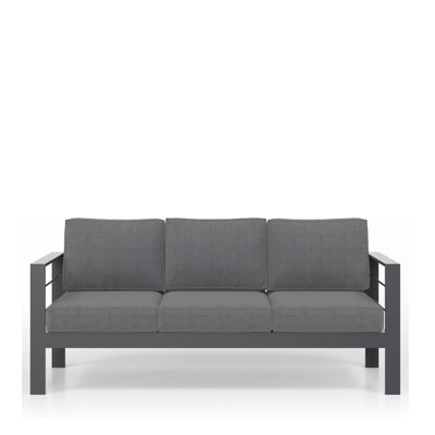 75" Modern All-Weather Patio Sofa with Deep Cushions, Heavy-Duty Metal Frame 3-Seater Outdoor Sectional