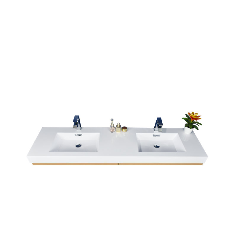 70.75'' Acrylic Double Bathroom Vanity Top with Sink
