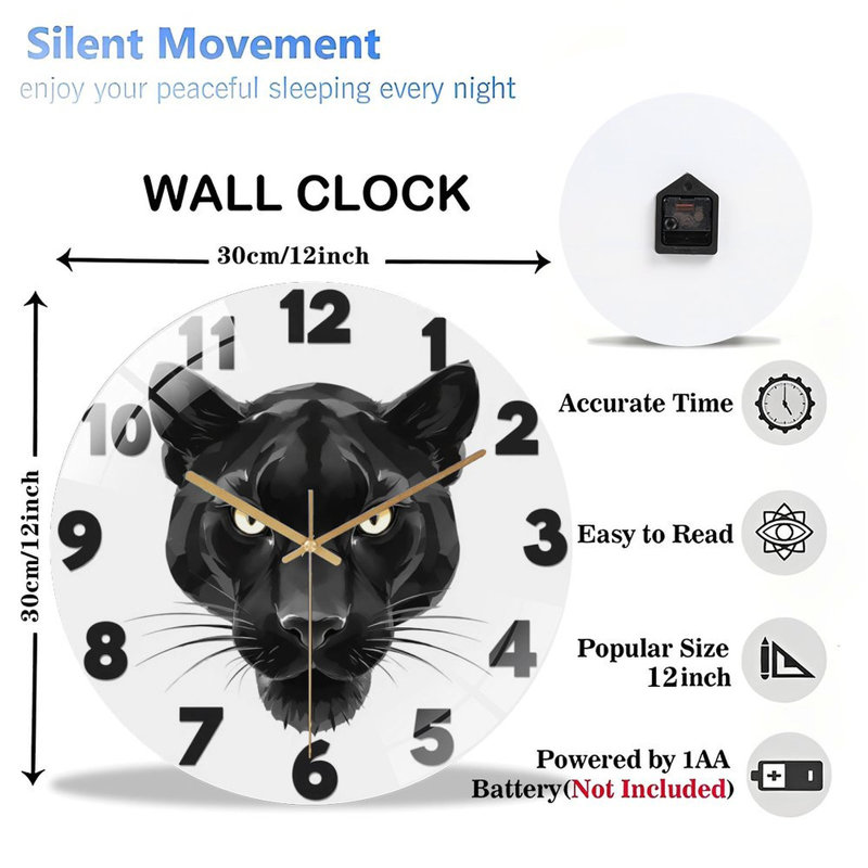 Horloge murale 12 po Black Panther