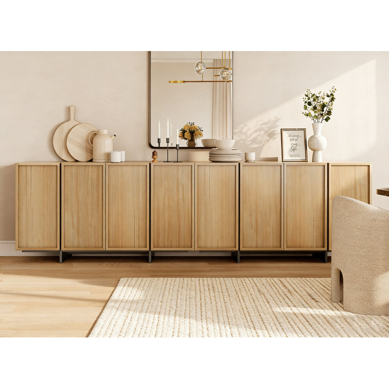 Maisonet Modern Sideboard Buffet Cabinet With 8 Doors, Multifunctional Sideboard With Large Storage And T-Shaped Legs, Coffee Bar Cabinet Storage Cabinet For Kitchen, Dining Living Room