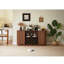Buffet 58 pouces Curve Modern Wavy Curve avec support à vin intégré et porte-verres - Finition noyer