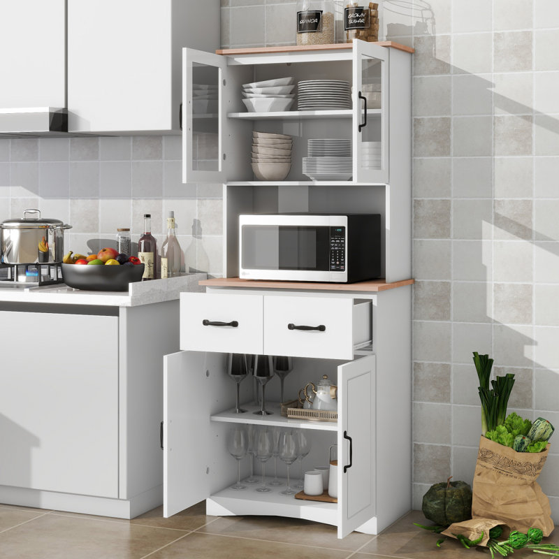 Armoire de cuisine en bois avec garde-manger et micro-ondes