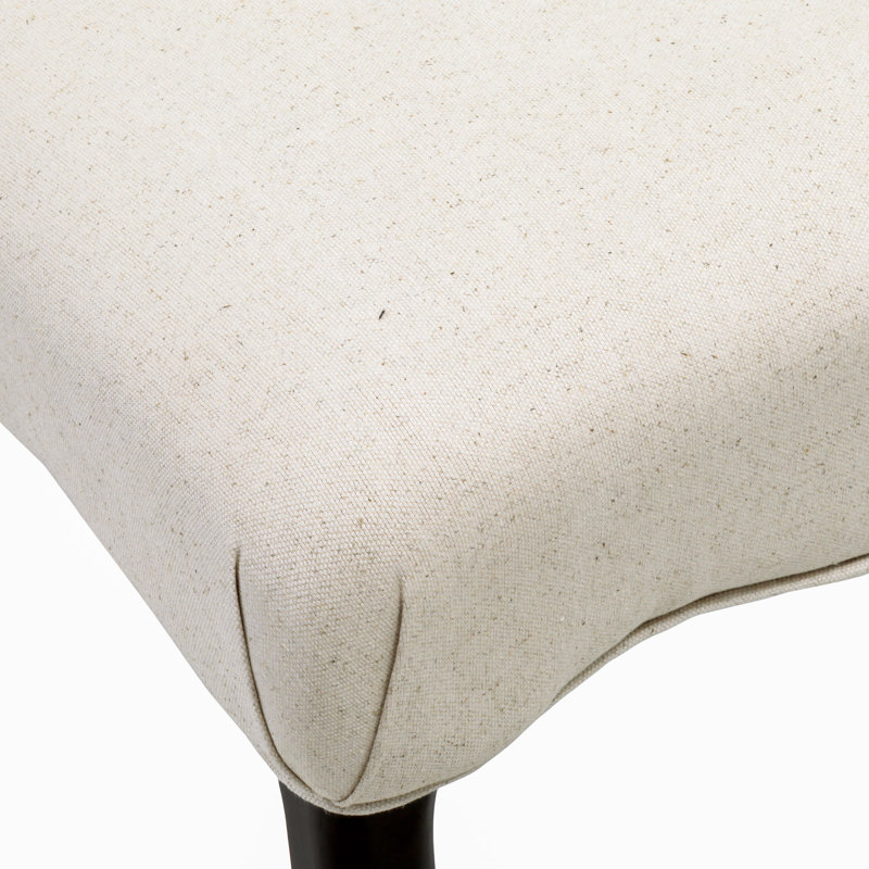Chaise d'appoint rembourrée en lin capitonné Pangle, Blanc