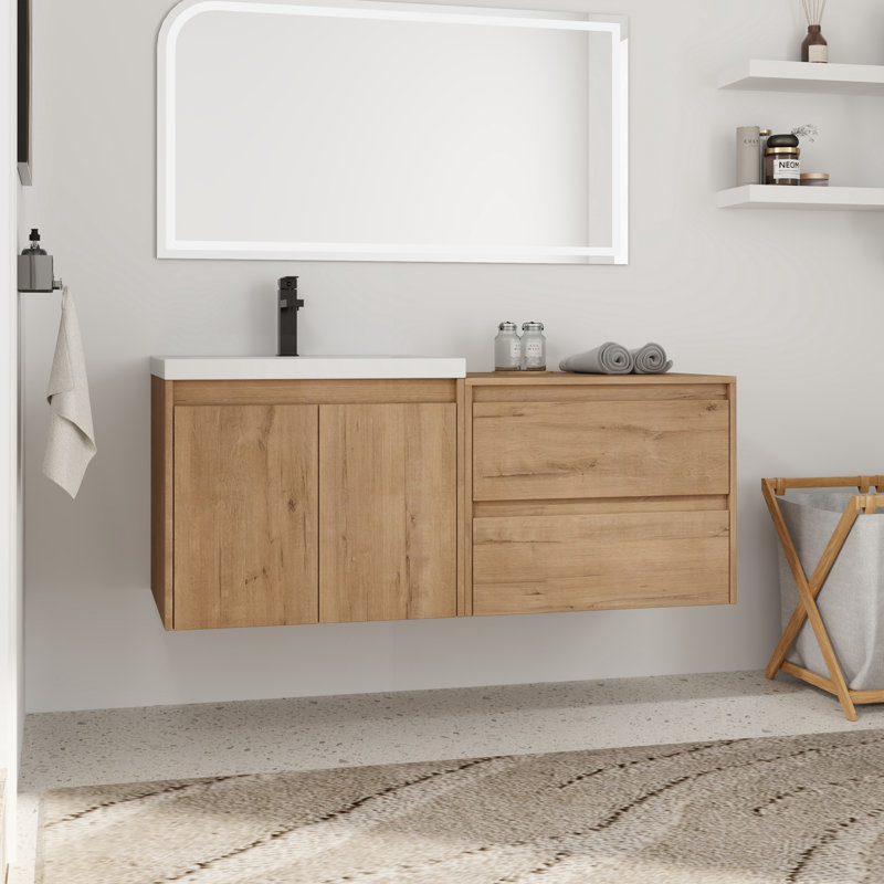  Ensemble de meuble-lavabo mural simple 48 po avec plateau en résine Vowar