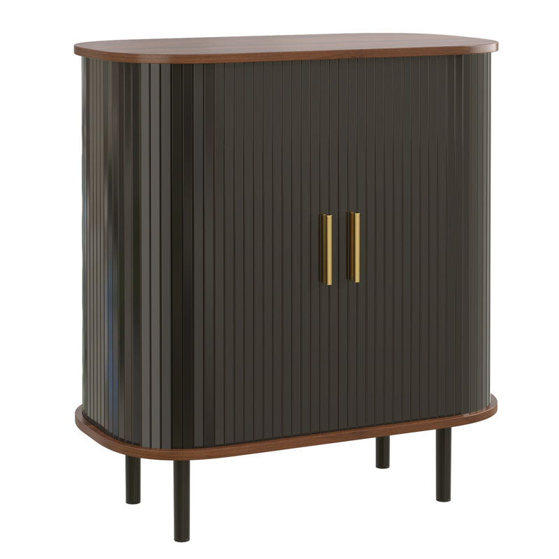 28"W Home Bar Cabinet With Wine Rack, Black