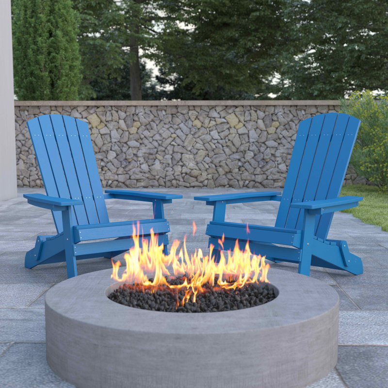 Balasi Poly Resin Folding Adirondack Chair-Indoor/Outdoor Patio Chair, Blue