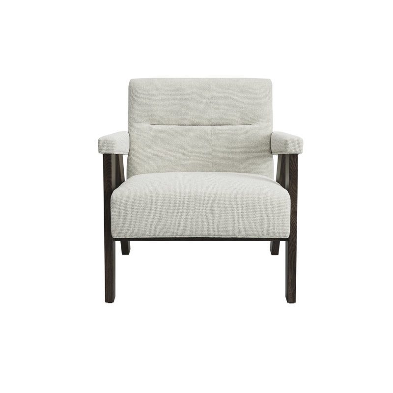 ABEL UPHOLSTERED ARM CHAIR, Beige, Dark Brown Wood
