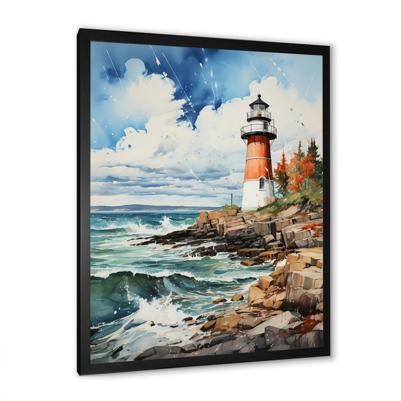 Phare canadien Erfried II, impression sur toile, H 32 po x l 16 po x P 1 po, Cadre photo noir