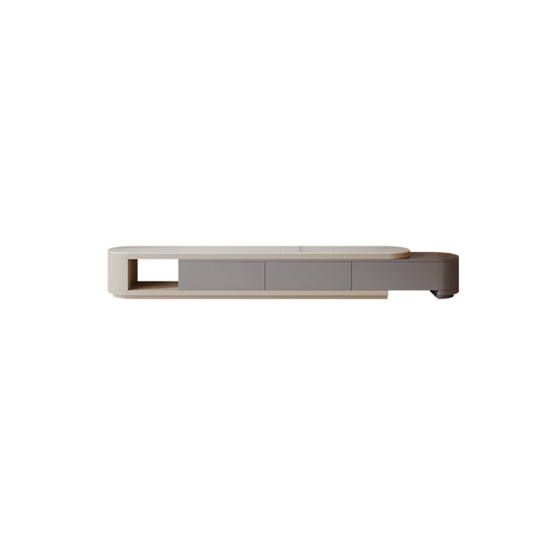 Italian Style Expandable Rock Slab TV Stand, Cream;Light Gray