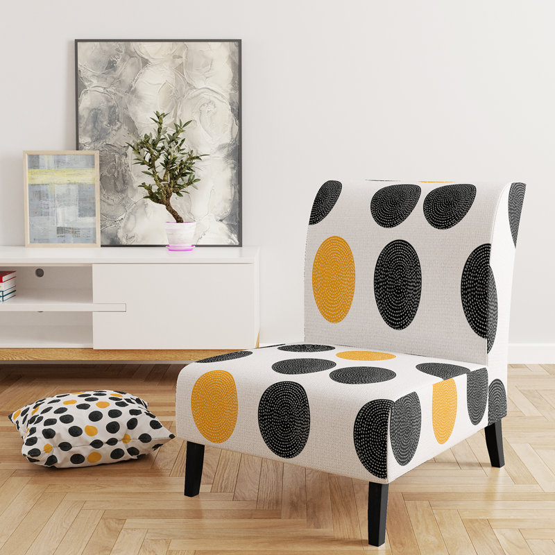 Fauteuil de chambre d'appoint à motif de cercles jaune et noir