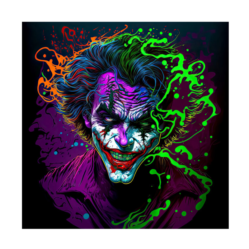 Art mural sur toile tendue - Wumples «The Joker Splosion», art mural pour salon, chambre à coucher ou bureau - 14 x 14
