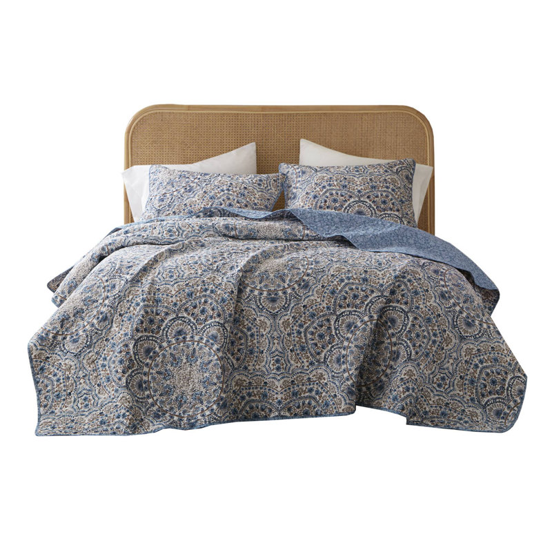 Ensemble de literie réversible à motif floral Boho, polyester léger grand / double, confort toutes saisons