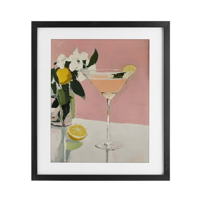 «Pink Cocktail» avec citrons, reproduction sous verre, conception de Riley B