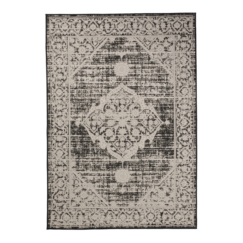 Tapis décoratif d'extérieur noir Furnish My Place, Rectangle 5 pi 3 po x 7 pi 6 po