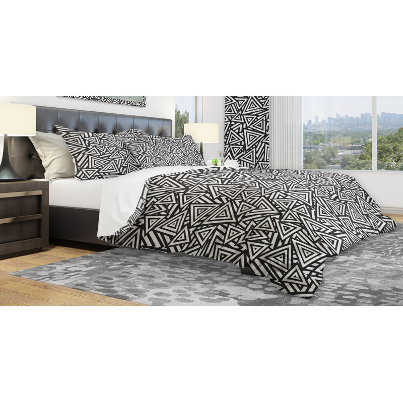 Polyester Geometric Shapes Duvet Cover Set, King Duvet Cover + 2 Shams