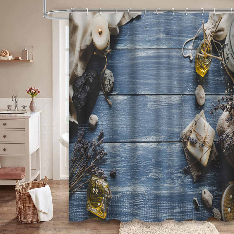 Spa - Divers soins de beauté en bois rustique pour la salle de bain - crème pour le corps - fleur bleue avec 12 crochets