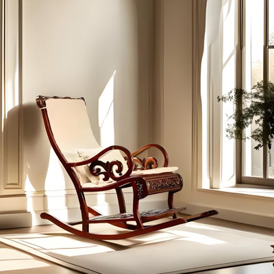 Fauteuil à bascule rétro en bois massif de qualité