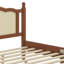 Lit plateforme en bois avec tête de lit en rotin, cadre de lit rétro avec support en lattes de bois-511731387