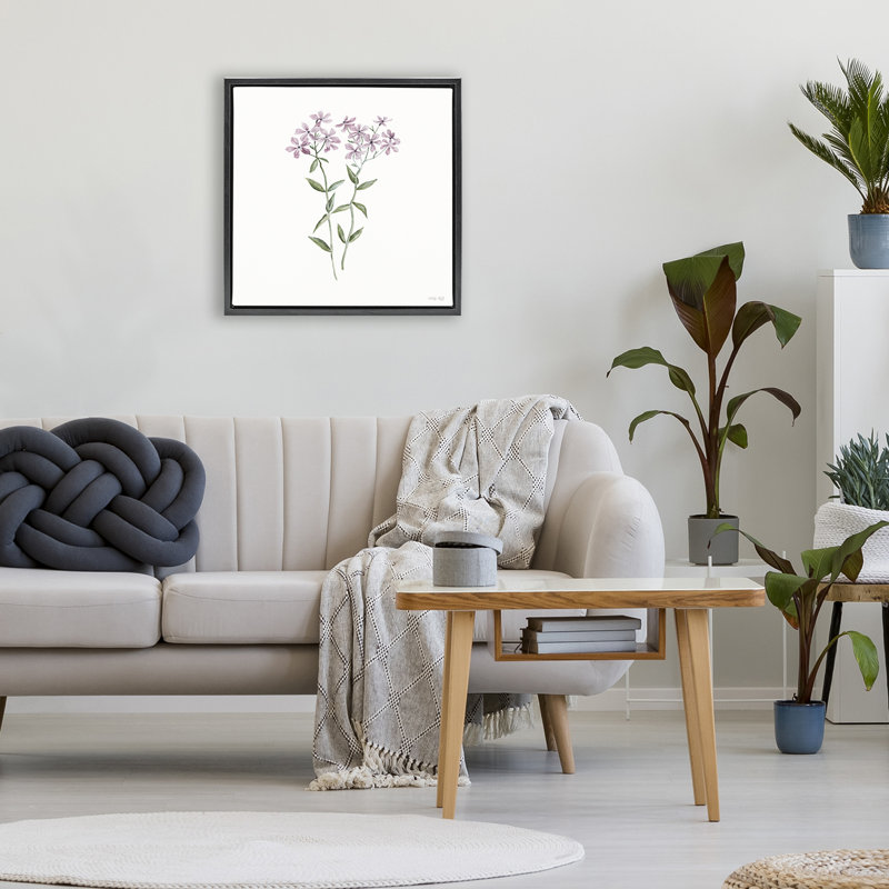 Cadre flottant Phlox Botanical, design par Cindy Jacobs, H 18 po x l 18 po, Cadre flottant noir de jais