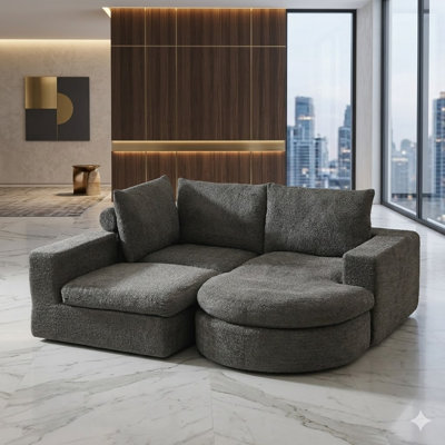 99" Modern Chenille Reversible L-Shape Sectional Sofa with Cloud-Like Deep Seating and Chaise Lounge