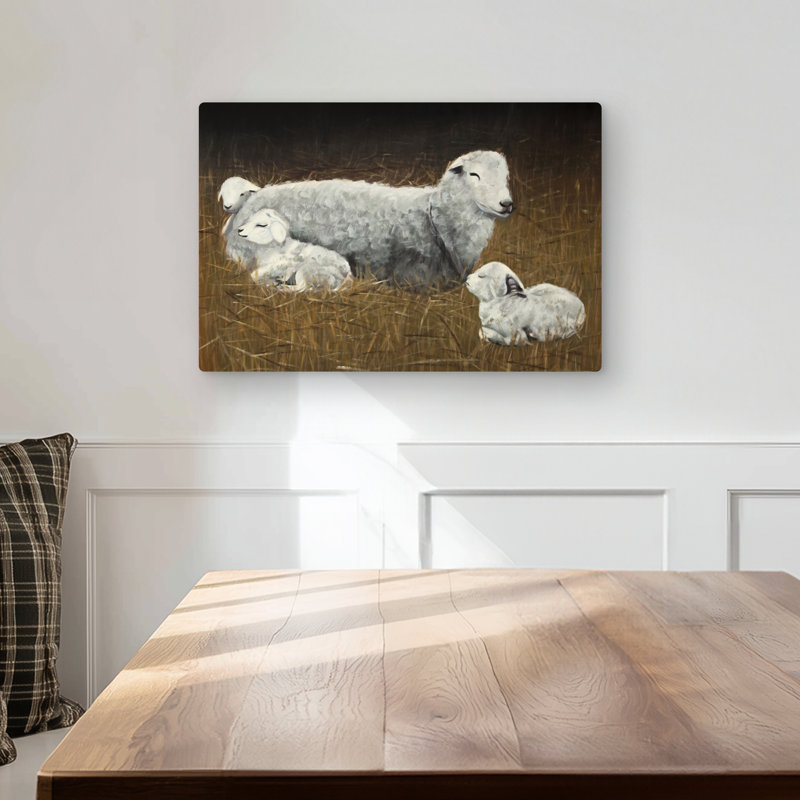 Sheep and Lambs Metal Print | Rustic Living Room Decor