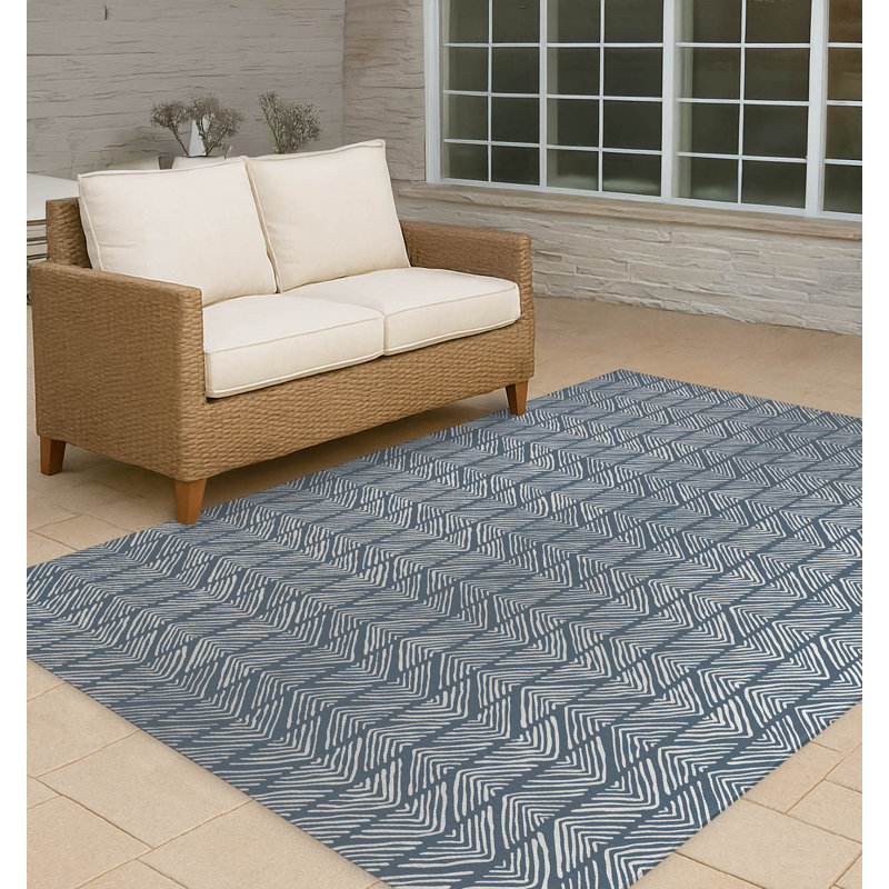 Tapis d'extérieur à rayures antidérapantes Chev, Rectangulaire 8 pi x 10 pi