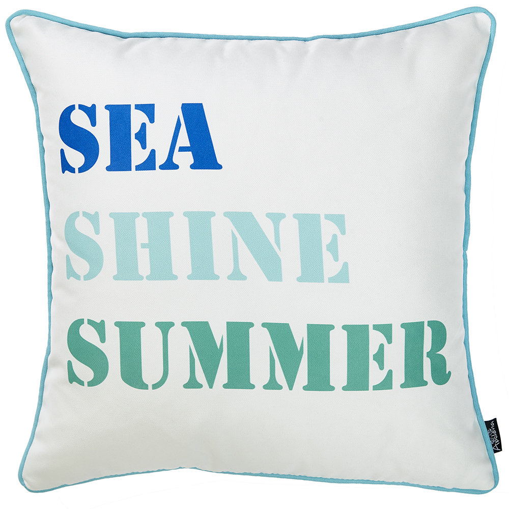 Marine Blue and White Sea Shine Marine Throw Pillow Apolena