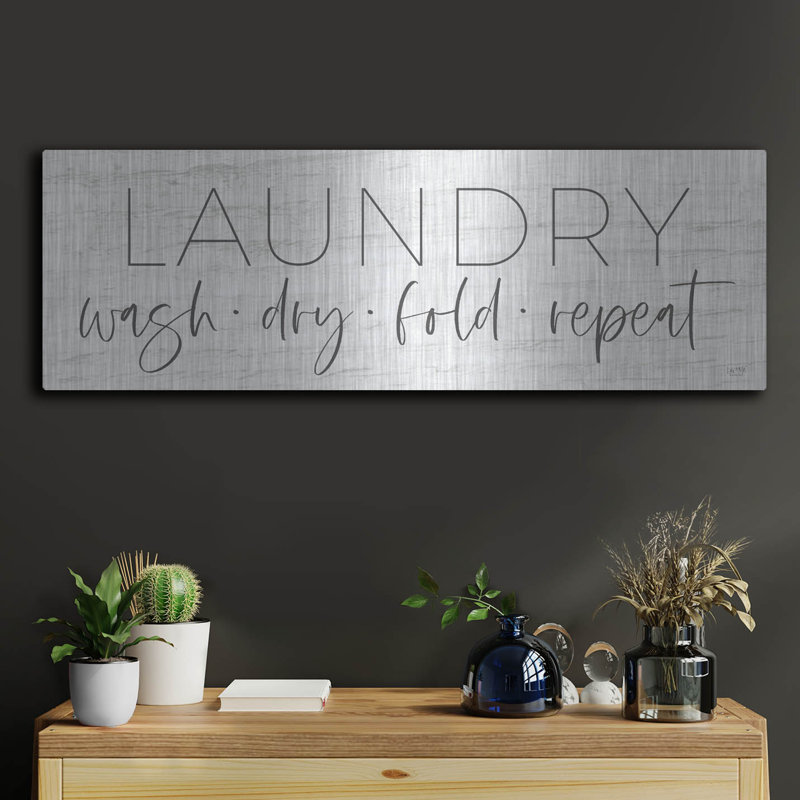 Luxe Art «Laundry - Wash, Dry, Fold, Repeter» par Lux + Me Designs, Art mural, H 12 po x l 36 po