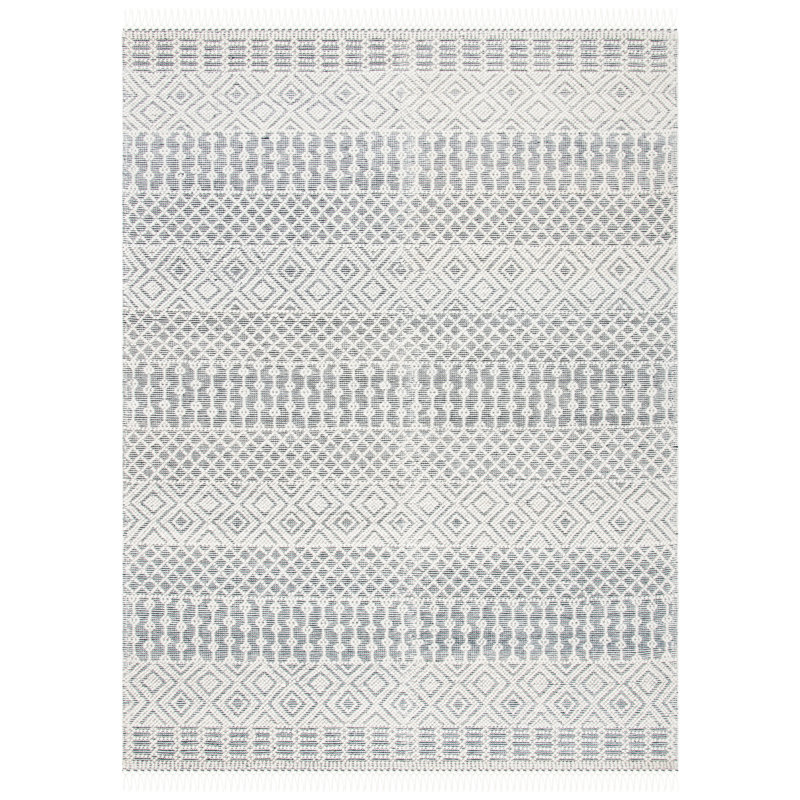 Vintage Look Wool and Cotton Hand Woven Area Rug, Rectangle 244 x 305 cm