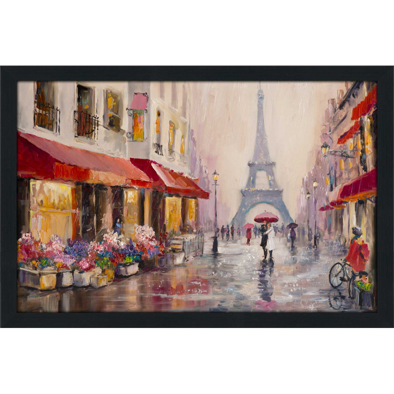 «Paris France», reproduction encadrée, H 27,5 po x l 39,5 po x P 0,75 po, Cadre espresso
