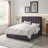 Modern Upholstered Platform Bed With Corduroy Wing Headboard-109801227-130373747