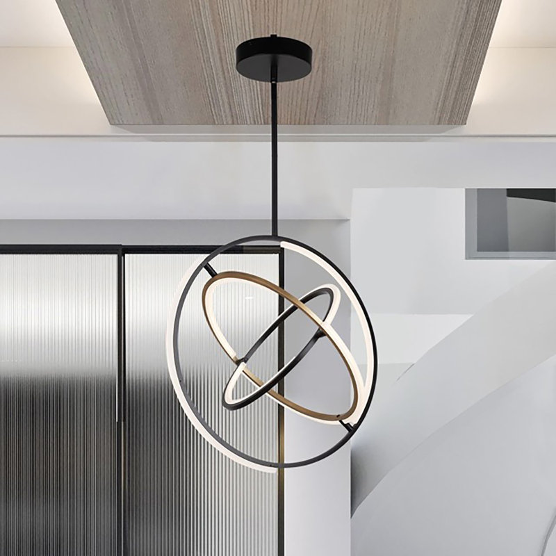 Luminaire suspendu à 1 lumière DEL noir et laiton Trilogy