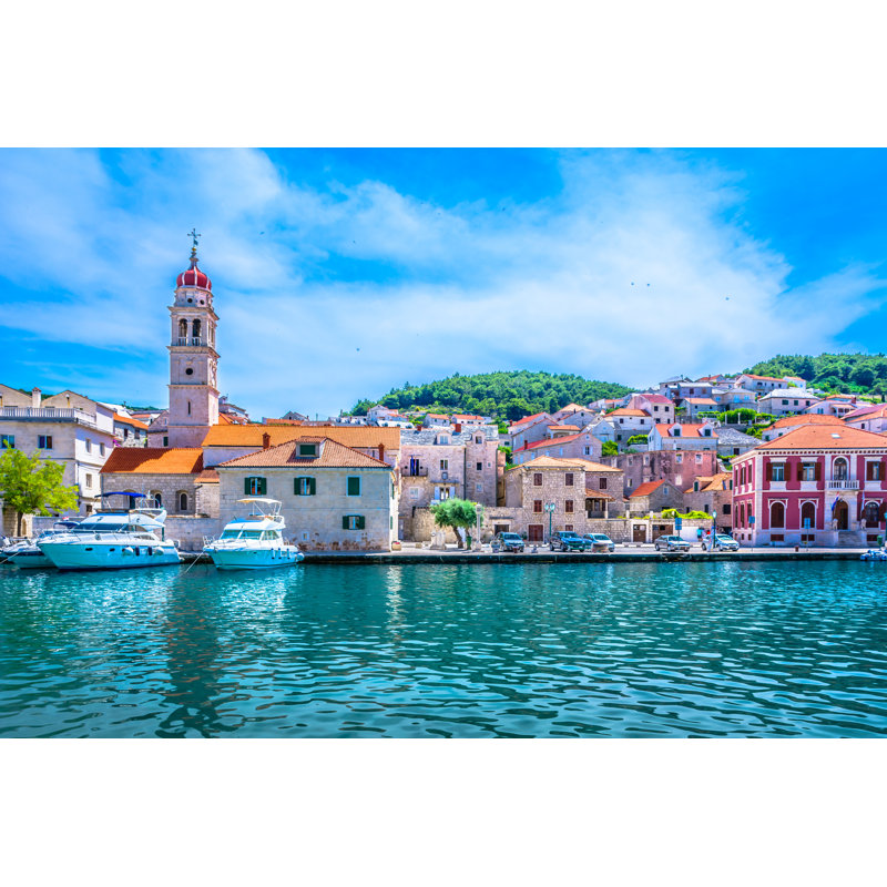 Mediterranean Town - Wrapped Canvas Print, 81cm H x 122cm W