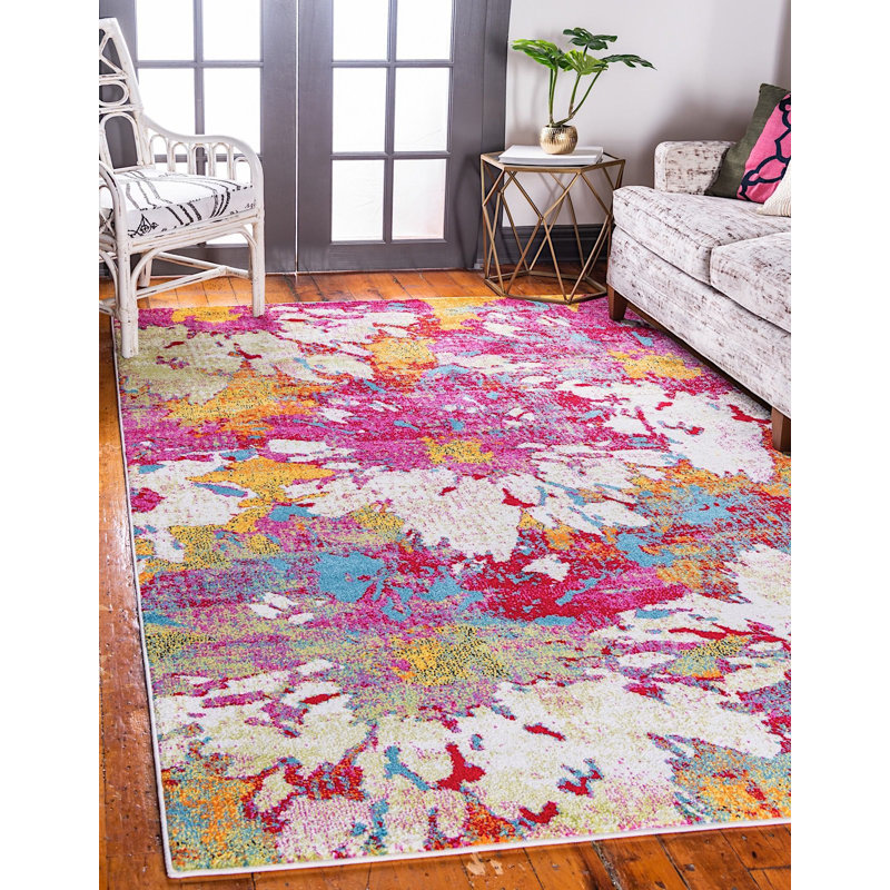 Tapis géométrique rose / beige Tanguay, Rectangle 5 pi x 8 pi
