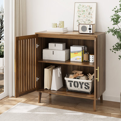 Sideboard Buffet Cabinet With Storage,  Buffet Cabinet With Louvedoors, Wood Coffee Bar Storage Cabinet For Kitchen, Dining Room, Living Room, Entrywa