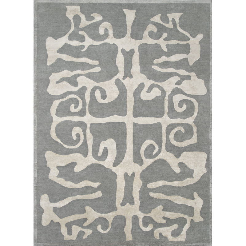 Bonaire Geometric Area Rug in Silver/Gray, Rectangle 10' x 14'