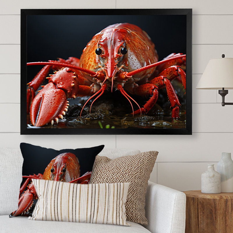 Crayfish Selfie I - Animals Wall Art Prints, Cadre simple noir, H 30 po x l 40 po x P 1,5 po