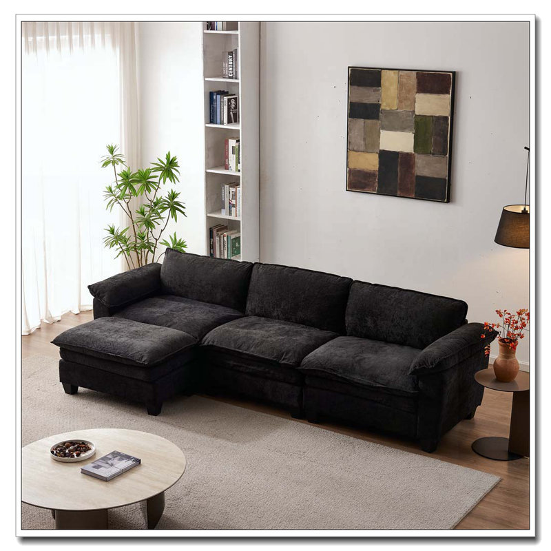 Canapé de luxe avec repose-pieds Furniture, Noir