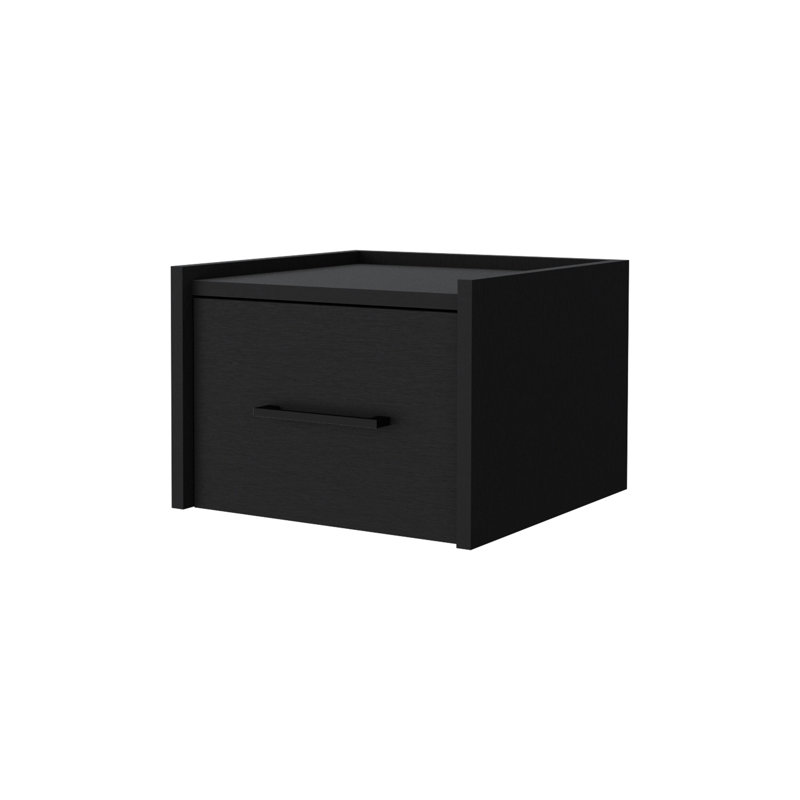 Table de chevet flottante noire avec un design élégant et de nombreuses options de rangement, Noir