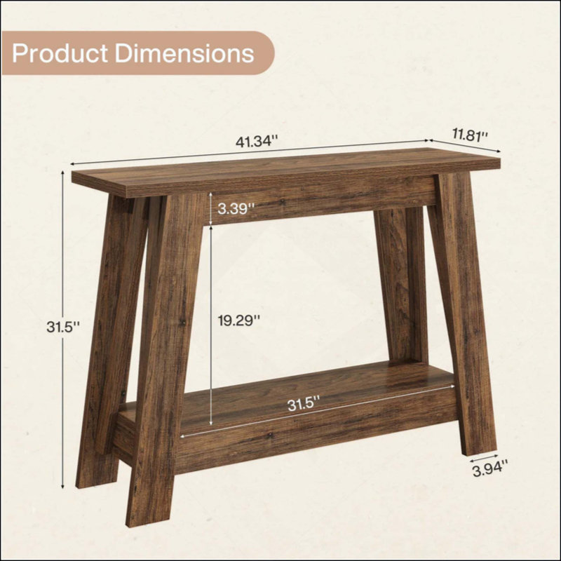 Rustic Console Table,2-Tier Entryway Table,Narrow Sofa Table